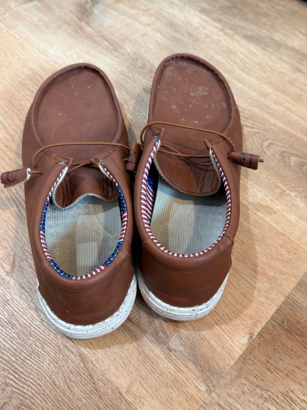 Brown Slip-On Casual Shoes with American Flag Trim